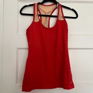ALO Yoga Racerback Workout Tank Built in Shelf Bra Red Orange Size S